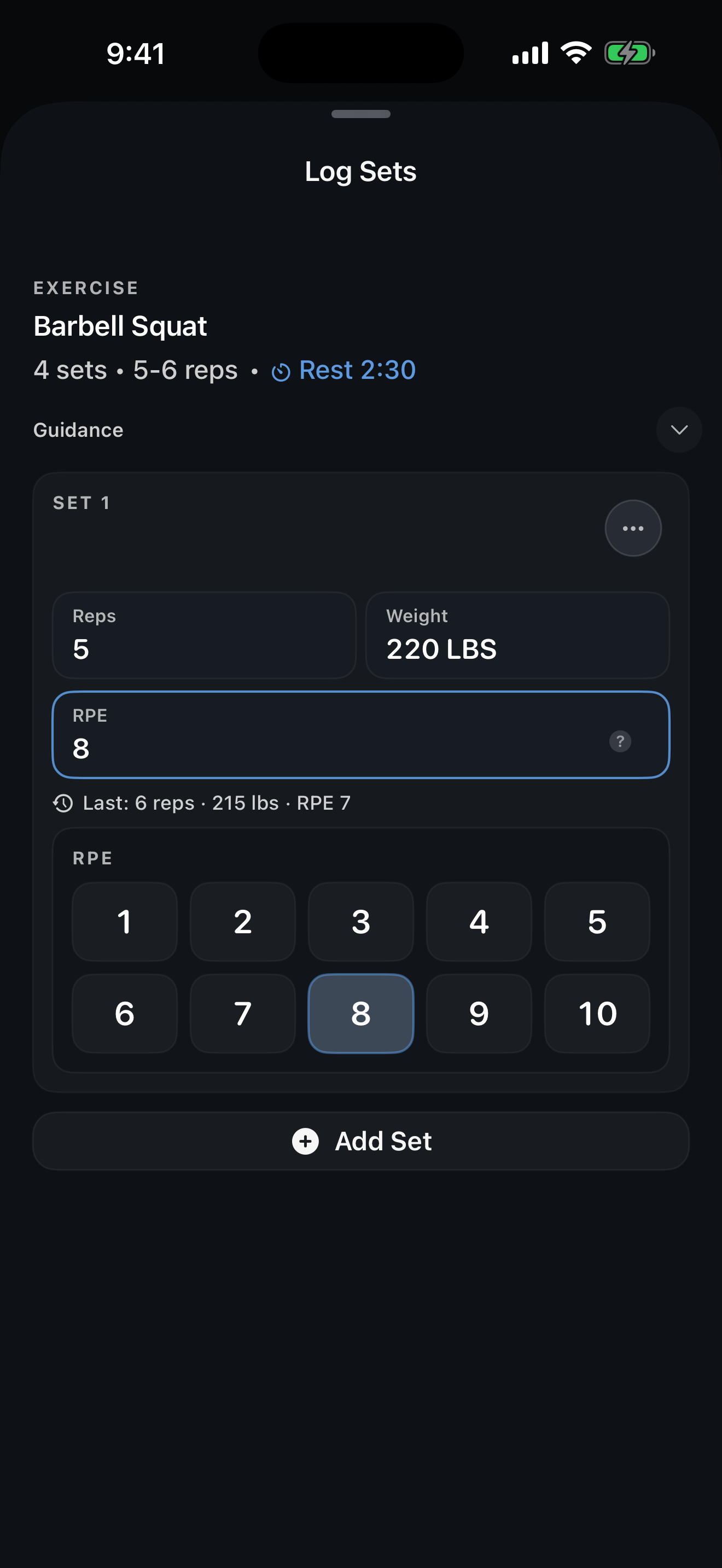 Logging a set in IronGenie